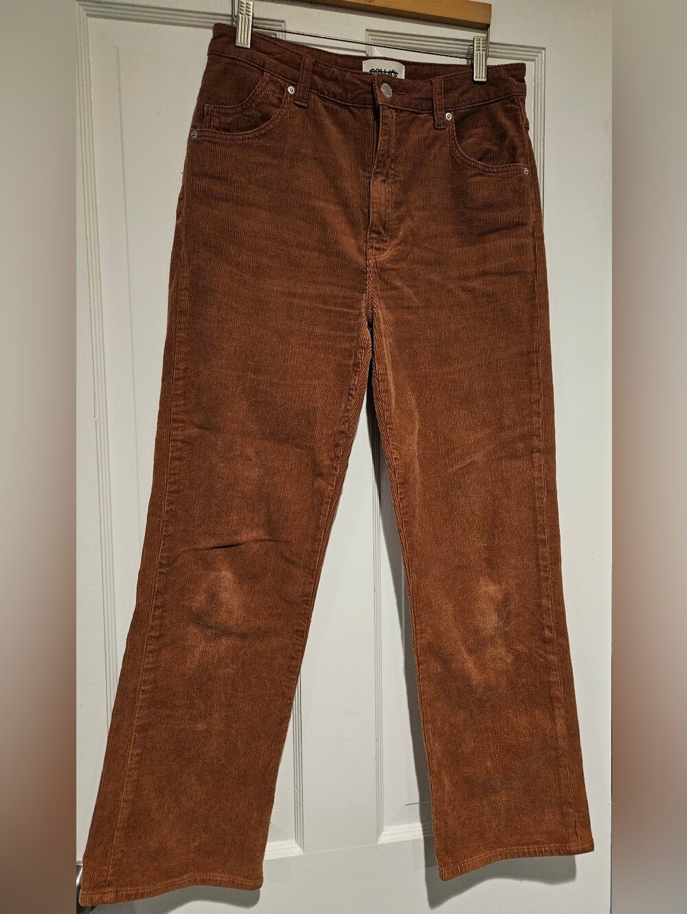 ROLLA'S Women's High Rise Straight Corduroy Pants in Rust Brown